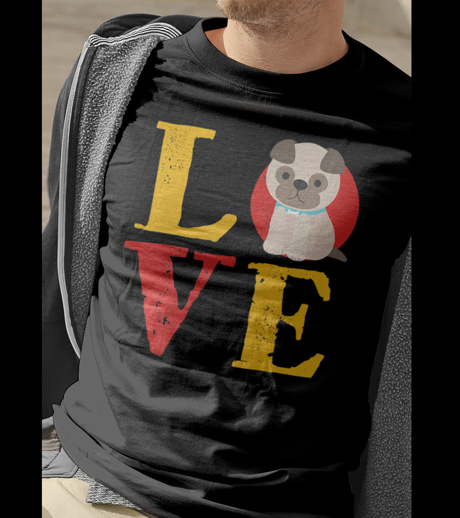 Love Pug Dog Animal Lover Puppies Mom And Dad19 T-Shirt