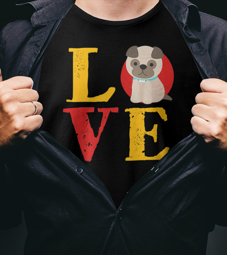 Love Pug Dog Animal Lover Puppies Mom And Dad19 T-Shirt