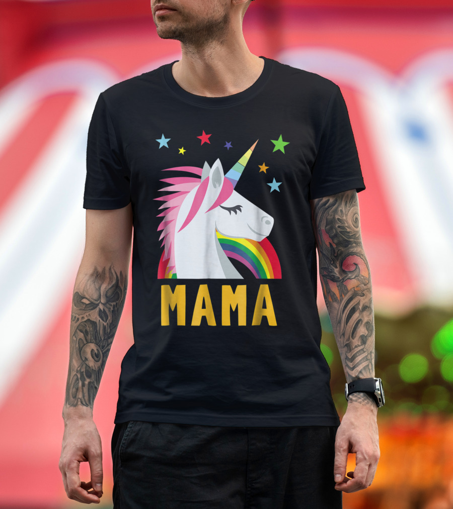 Mama Unicorn Rainbow Star Lovers T-Shirt
