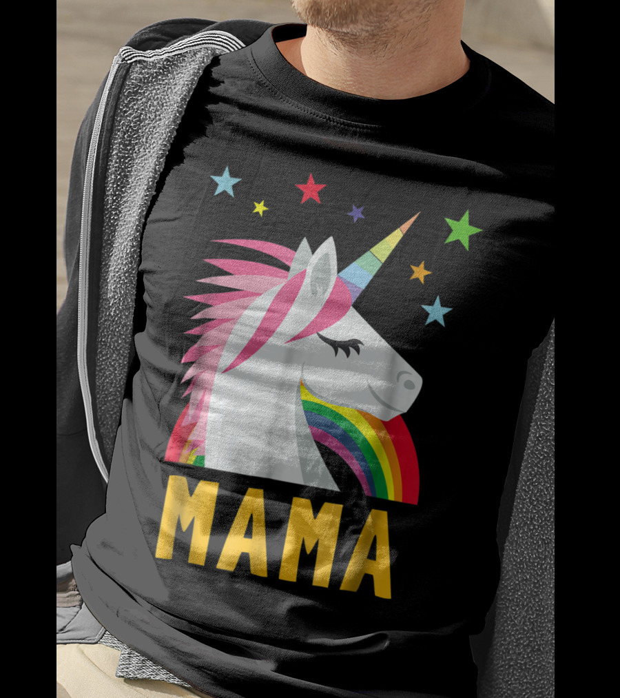 Mama Unicorn Rainbow Star Lovers T-Shirt