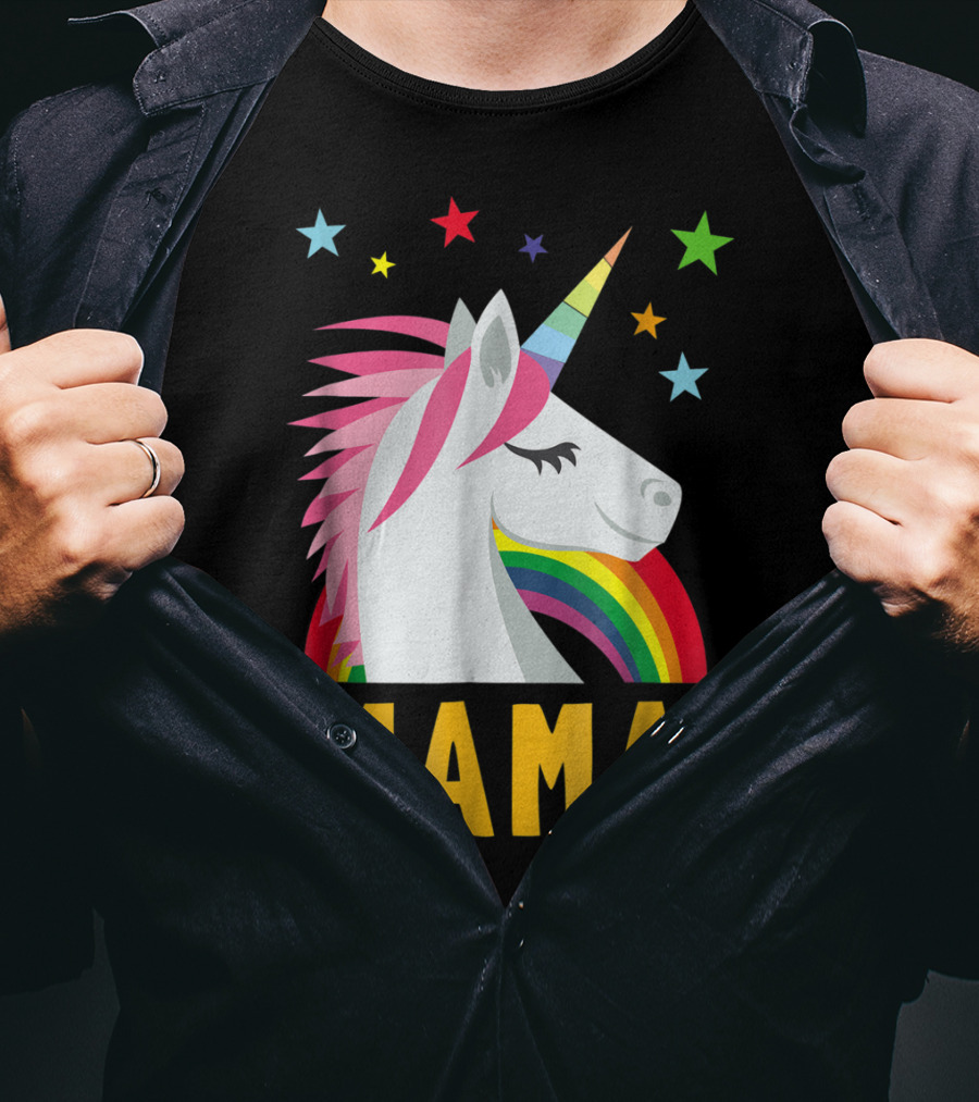Mama Unicorn Rainbow Star Lovers T-Shirt