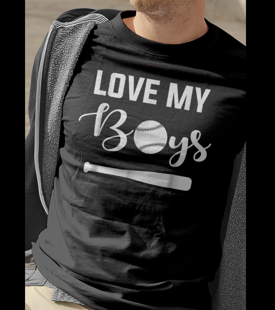 Love My Boys Baseball Bat Ball Design Women's Unique T-Shirt