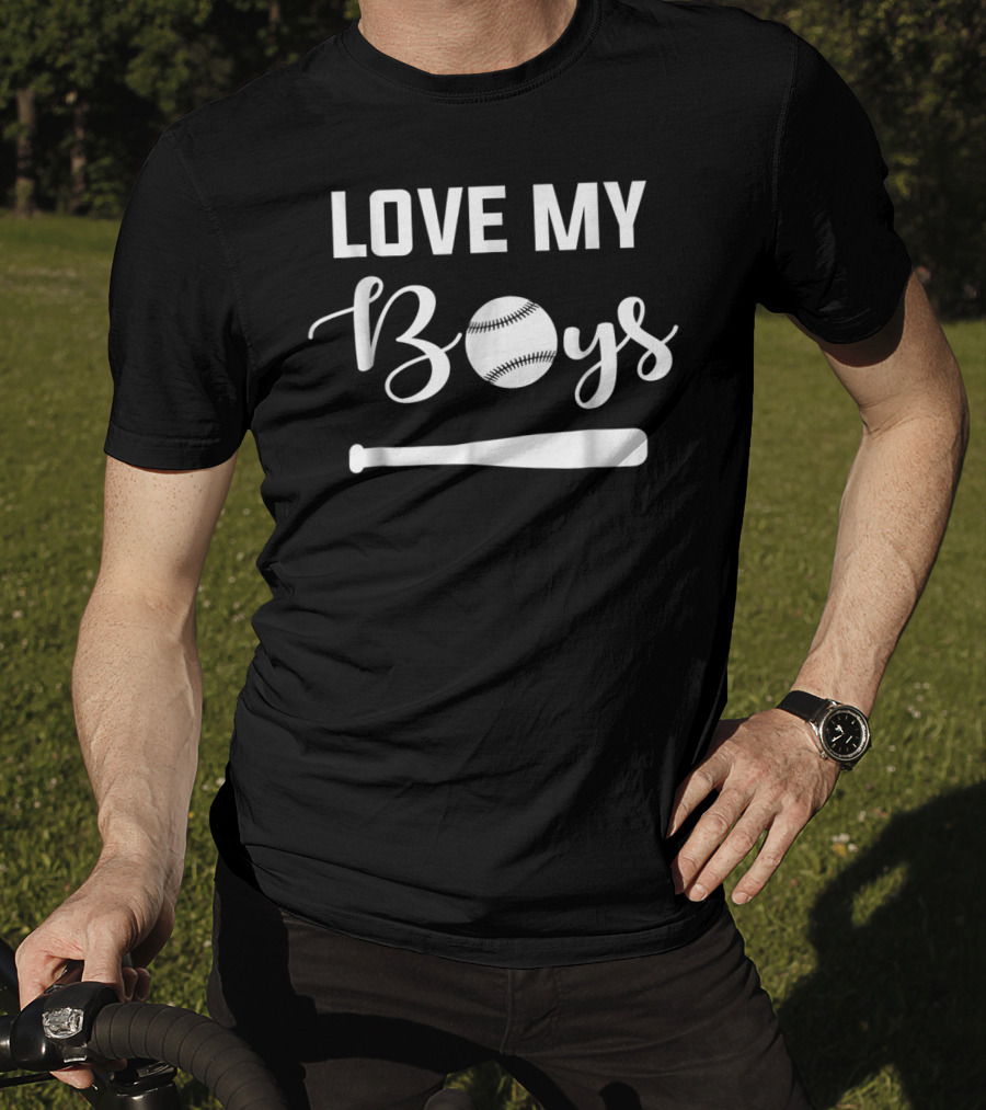 Love My Boys Baseball Bat Ball Design Women's Unique T-Shirt