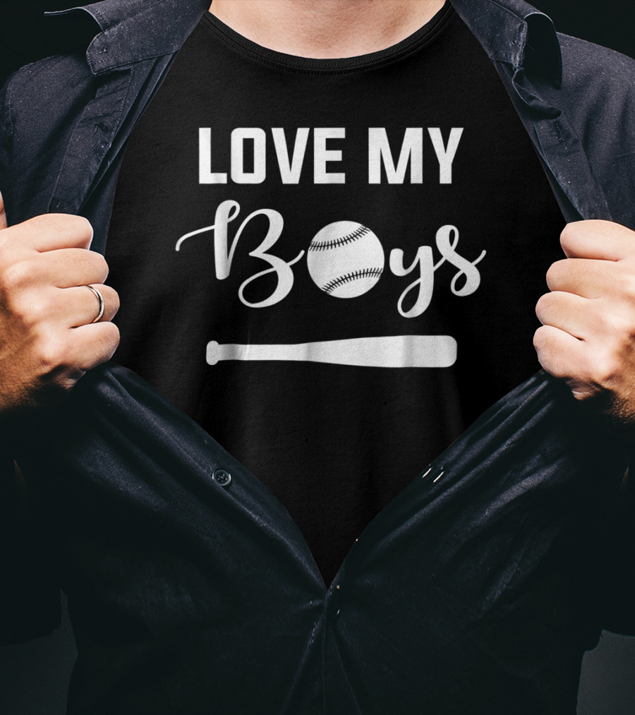 Love My Boys Baseball Bat Ball Design Women's Unique T-Shirt