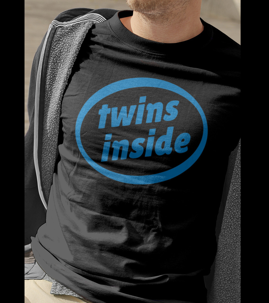 Twins Inside Logo Parody Expecting Pregnancy Announcement T-Shirt