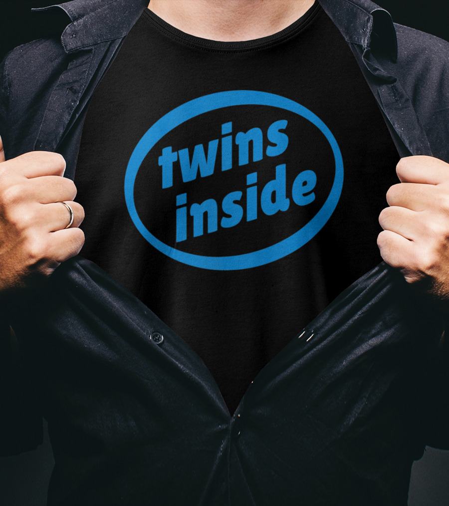 Twins Inside Logo Parody Expecting Pregnancy Announcement T-Shirt