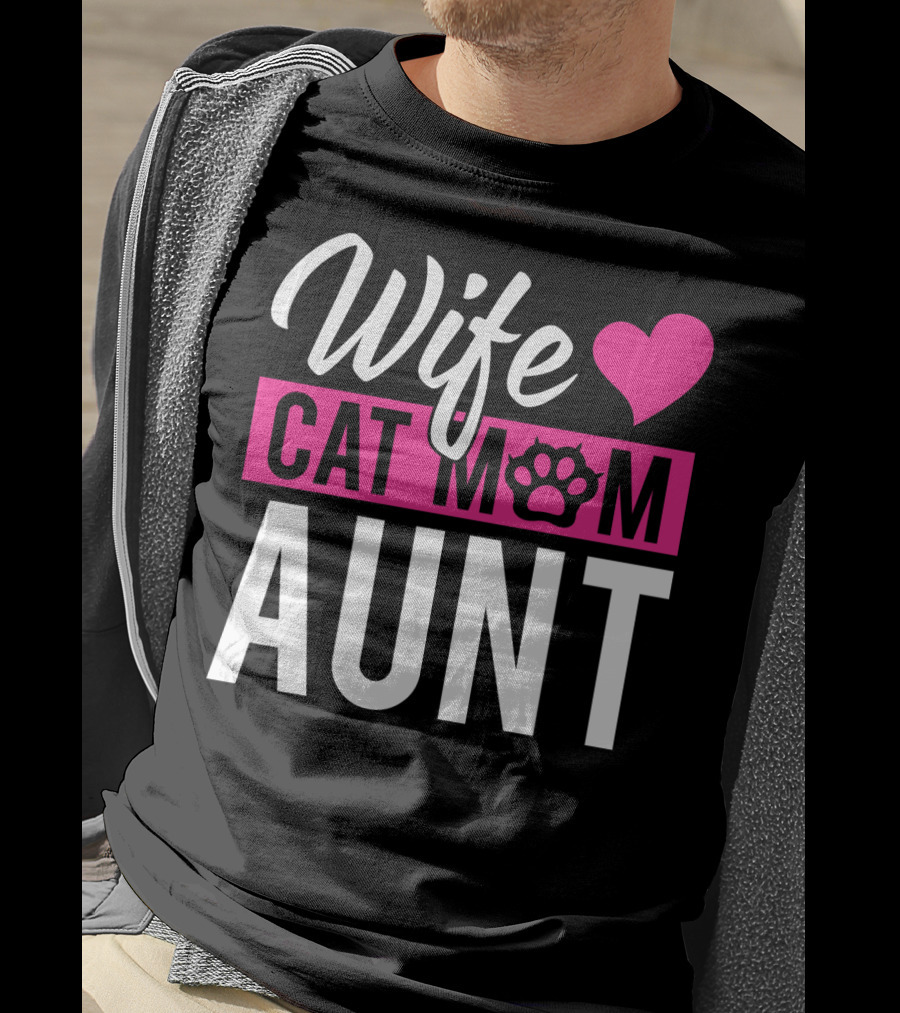 Wife Cat Mom Aunt Heart Paw T-Shirt