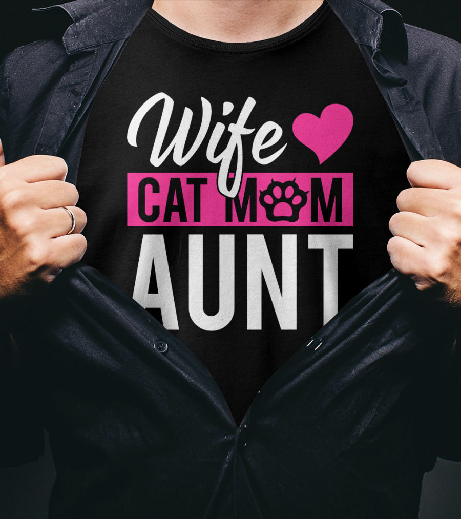 Wife Cat Mom Aunt Heart Paw T-Shirt