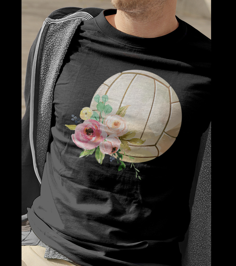Watercolor Boho Floral Volleyball Patchwork T-Shirt