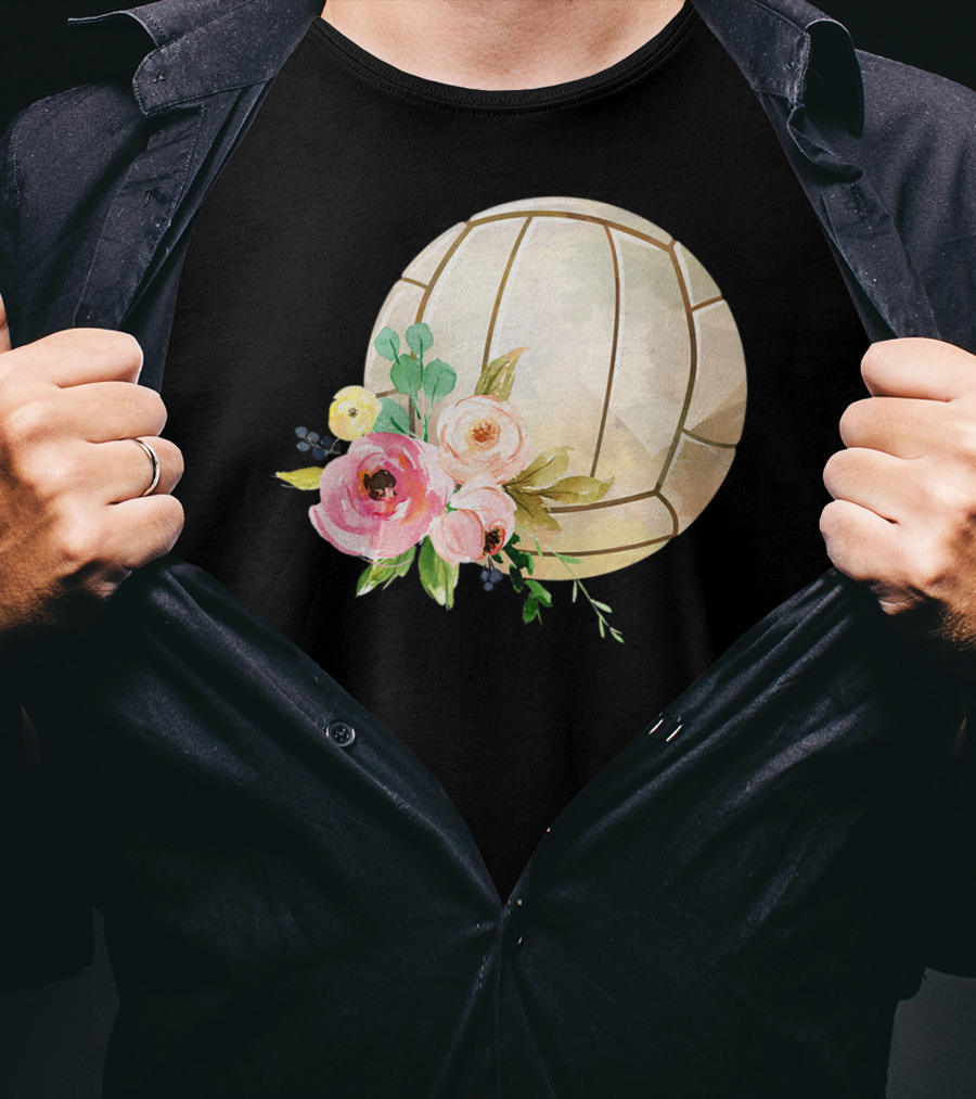 Watercolor Boho Floral Volleyball Patchwork T-Shirt