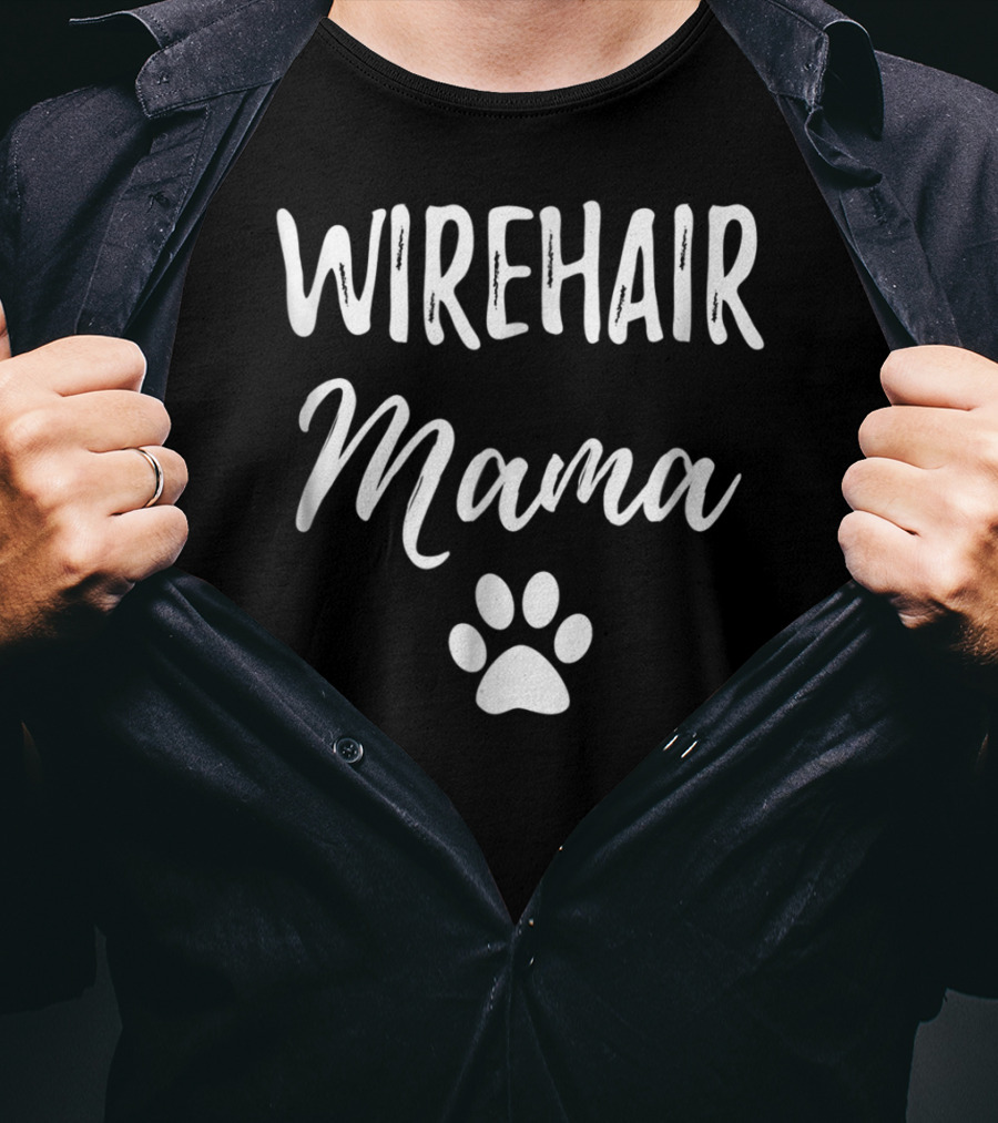 Wirehair Mama Funny Cat Mom Paw Print Idea99 T-Shirt