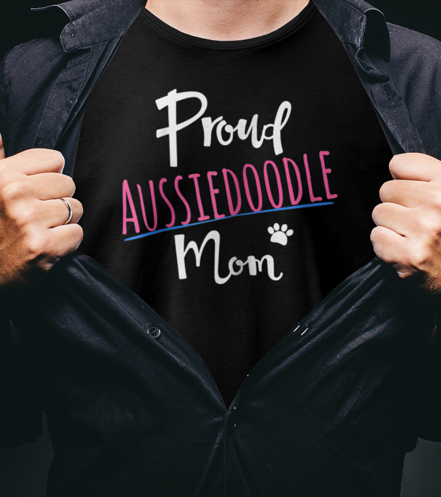 Proud Aussiedoodle Mom Paw Prints T-Shirt