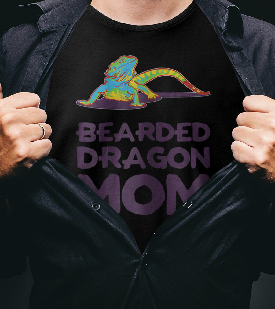 Bearded Dragon Mom Beardie Mother Lizard Retro Colorful T-Shirt