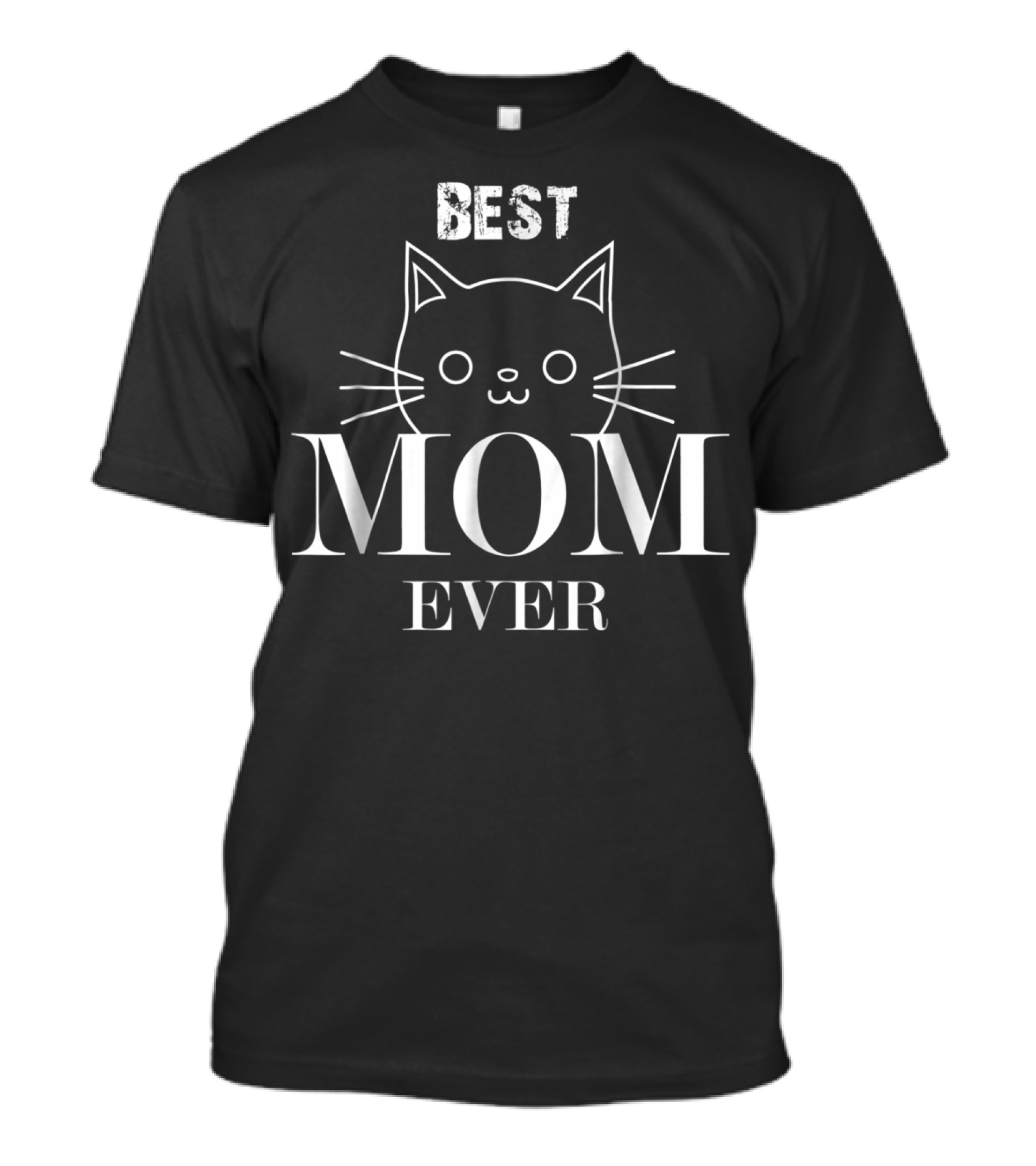 Best Cat Mom Ever With Whiskered Cat Face Design For Ladies96 T-Shirt