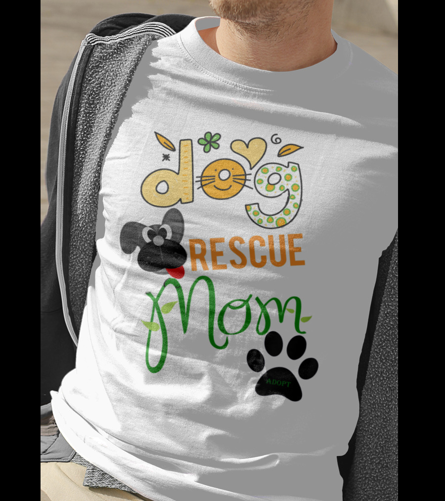 Best Dog Rescue Mom Ever Adopt Paw Prints T-Shirt