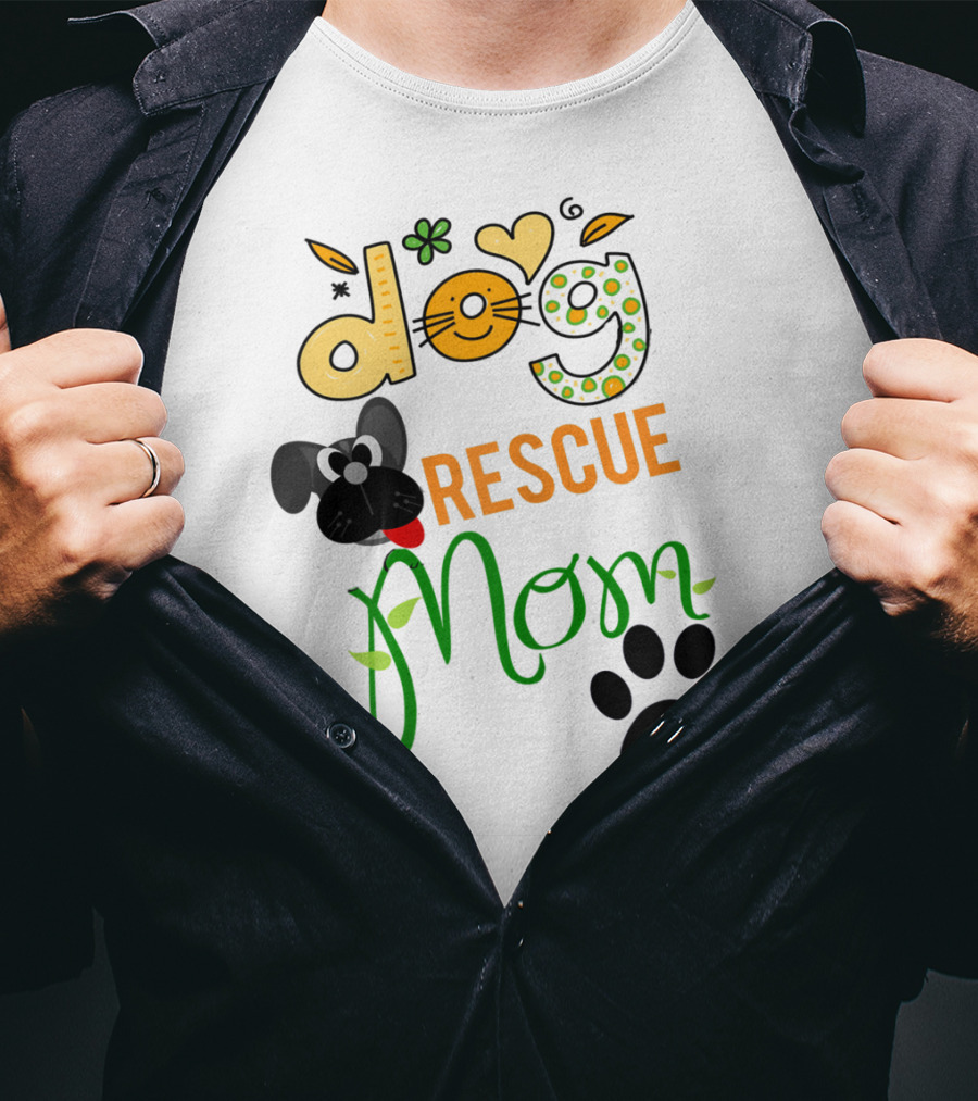 Best Dog Rescue Mom Ever Adopt Paw Prints T-Shirt