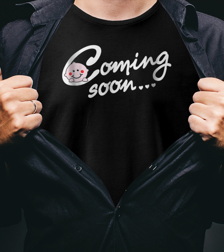 Coming Soon Baby Loading Mom To Be Cute Baby Face And Heart T-Shirt