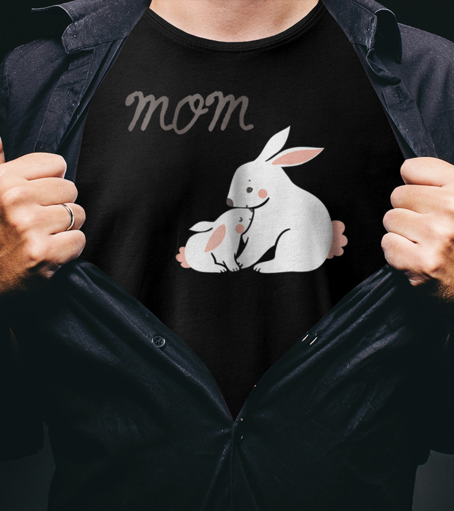 Mom Bunny And Child Hugging T-Shirt