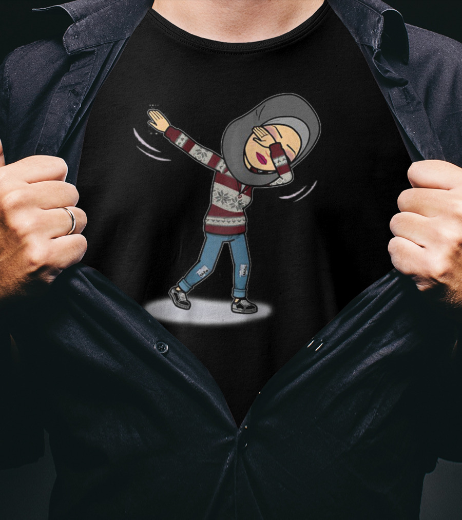 Dabbing Muslim Mom In Hijab Winter T-Shirt