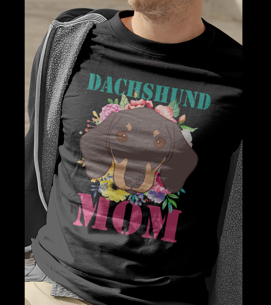 Floral Dachshund Mom Puppy Lover With Colorful Flower T-Shirt