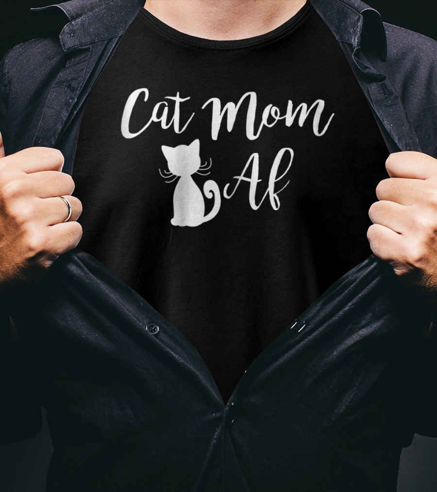 Cat Mom Af Funny3 White Cat T-Shirt