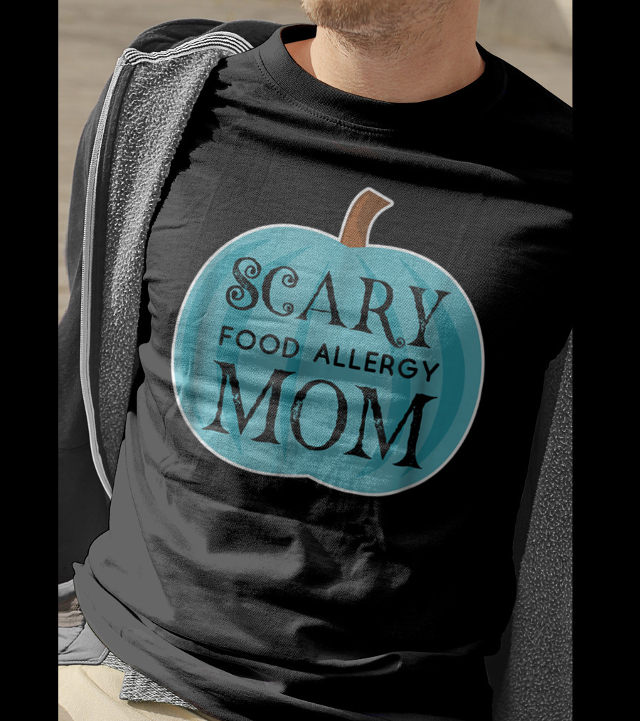 Scary Food Allergy Mom Blue Pumpkin Halloween T-Shirt