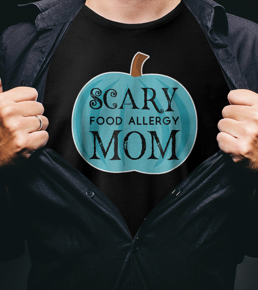 Scary Food Allergy Mom Blue Pumpkin Halloween T-Shirt