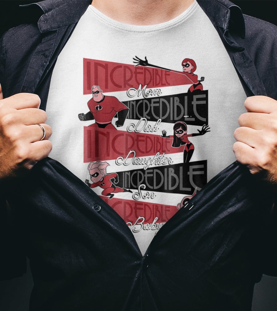 Incredible Mom Dad Daughter Son Baby Disney Pixar Incredibles 2 Elastigirl T-Shirt