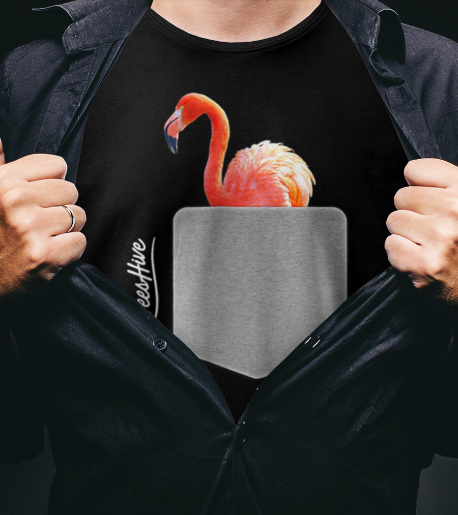 TeesHive Funny Flamingo Pocket Flamingo Mom Cute Flamingo Lover T-Shirt