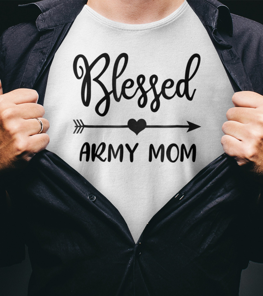 Blessed Army Mom Arrow Heart T-Shirt
