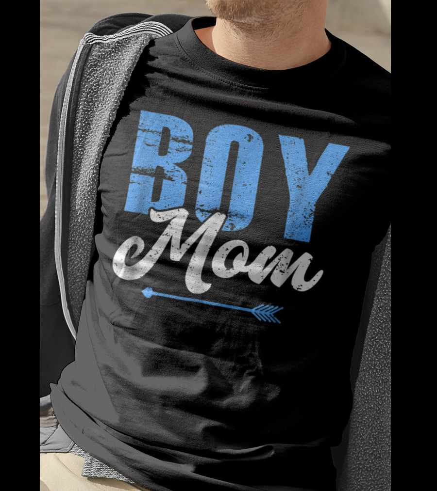Boy Mom Bold Blue Lettering With Arrow T-Shirt