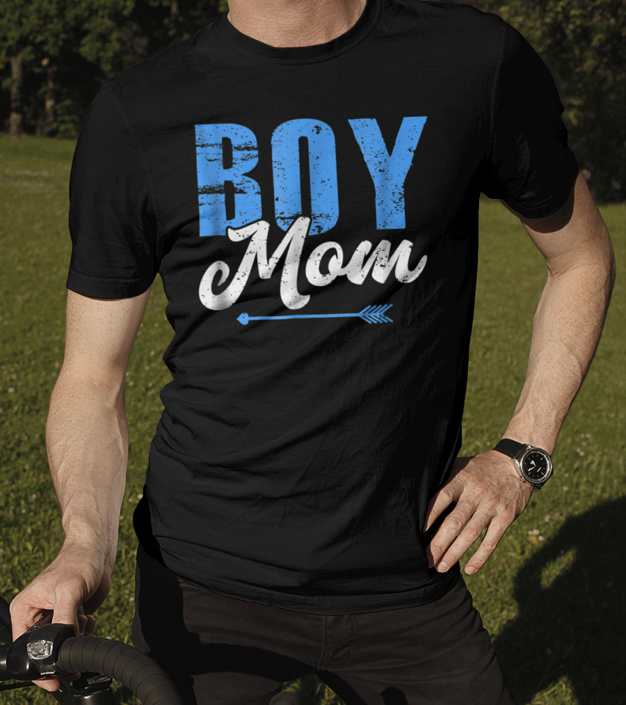 Boy Mom Bold Blue Lettering With Arrow T-Shirt