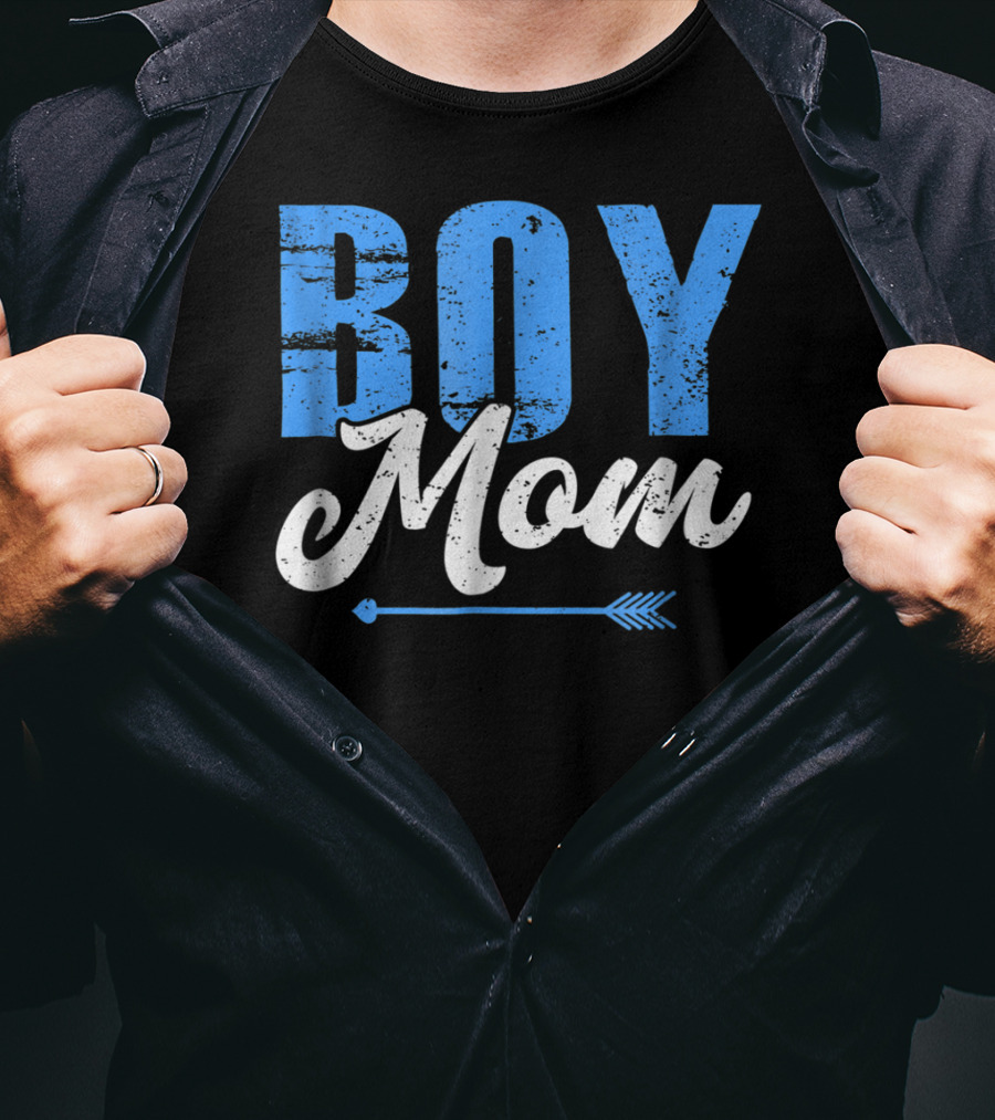 Boy Mom Bold Blue Lettering With Arrow T-Shirt