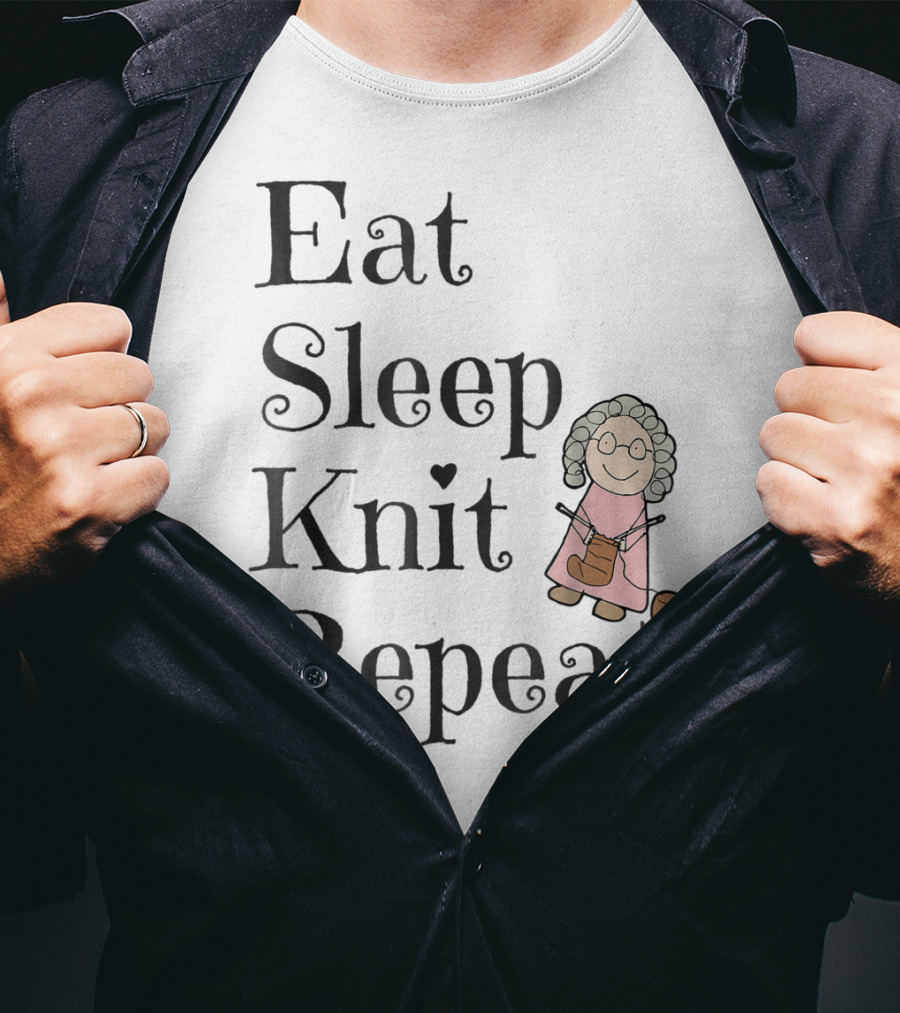 Eat Sleep Knit Repeat Knitting Grandma Cute T-Shirt