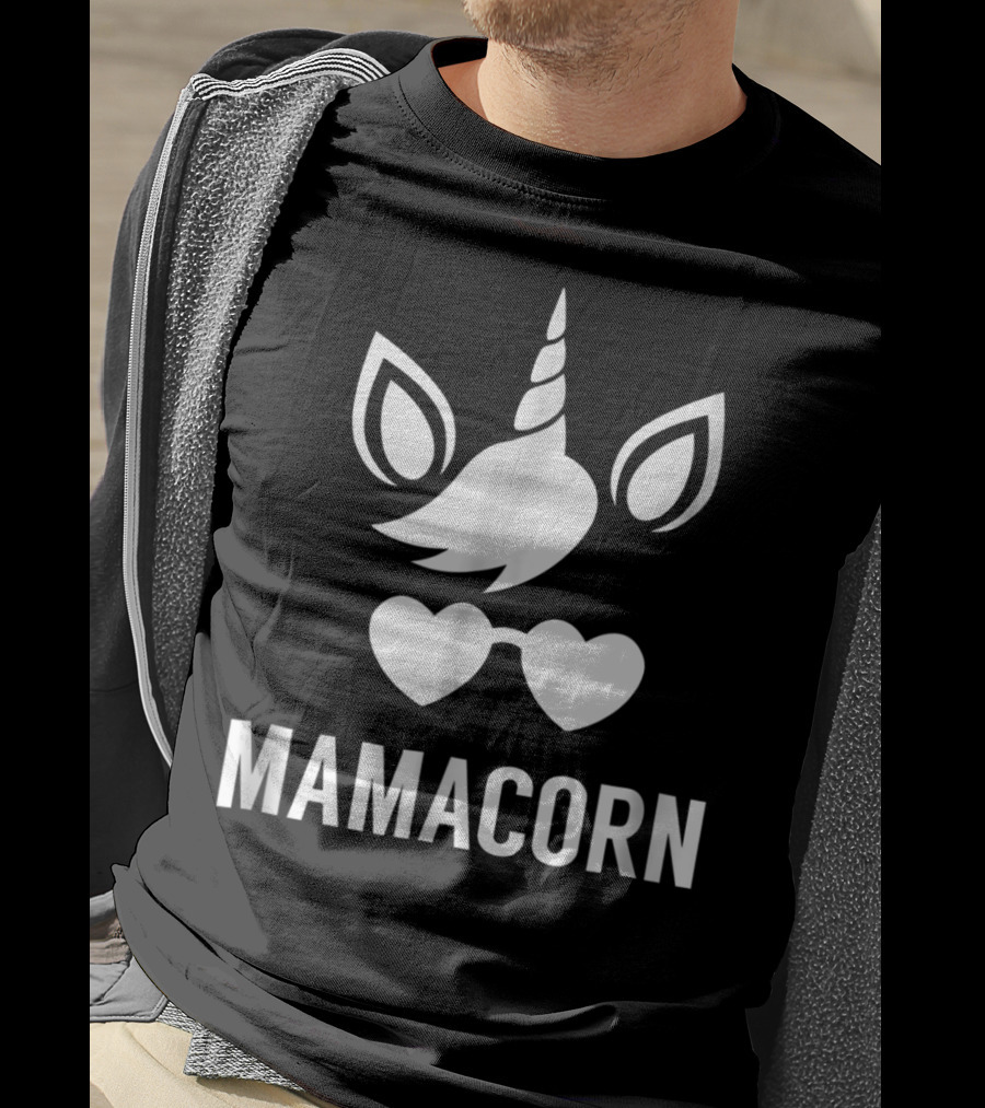 Funny Mamacorn Unicorn Heart Sunglasses T-Shirt