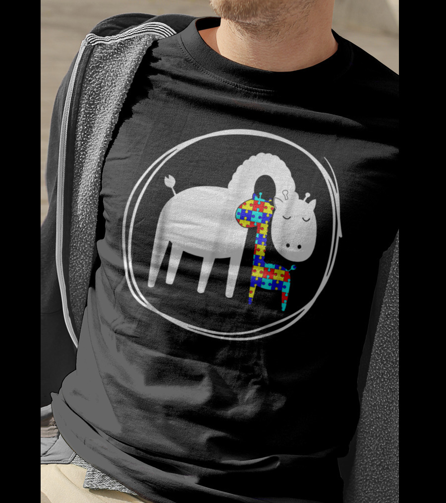 Giraffe Autism Puzzle Piece Giraffe Lover Autism Awareness T-Shirt