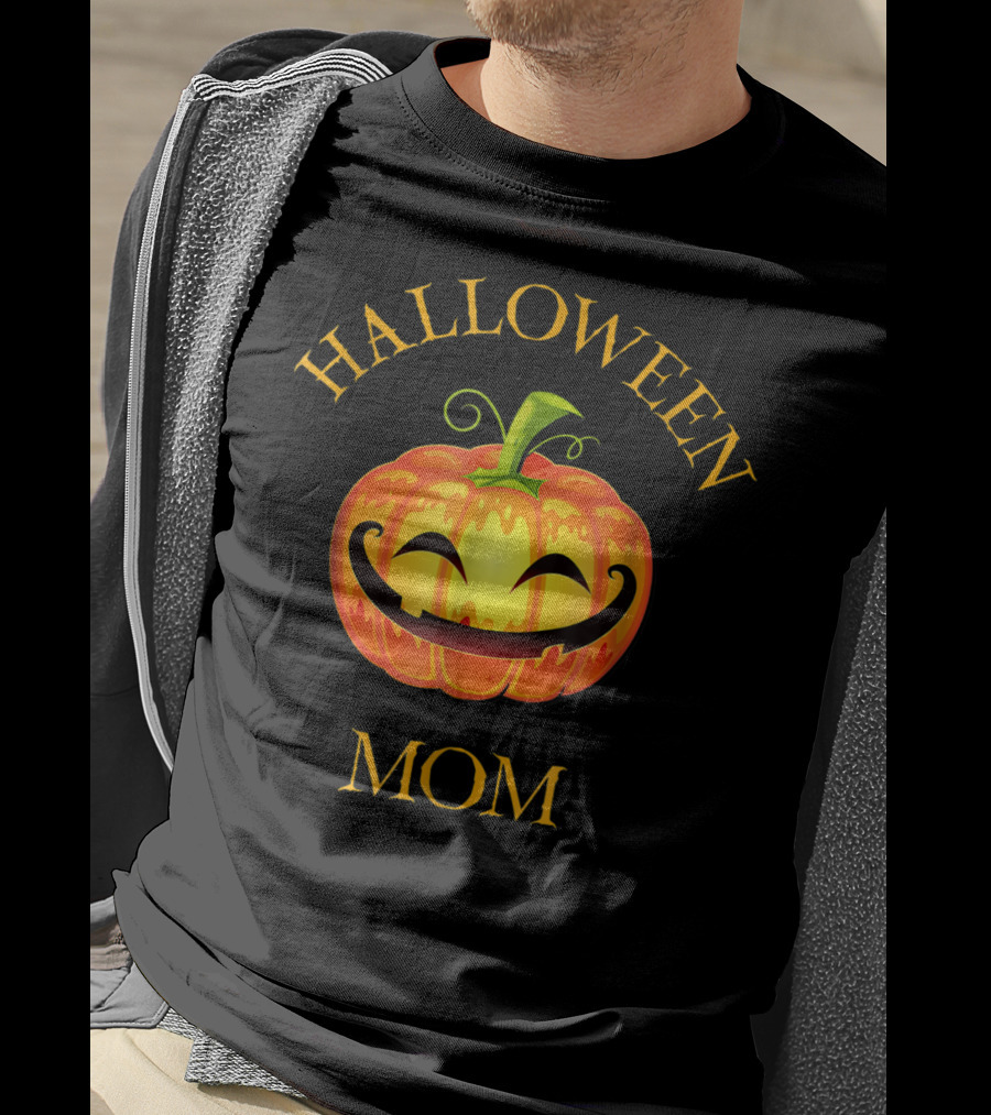 Halloween Mom Jack O Lantern Pumpkin Face T-Shirt