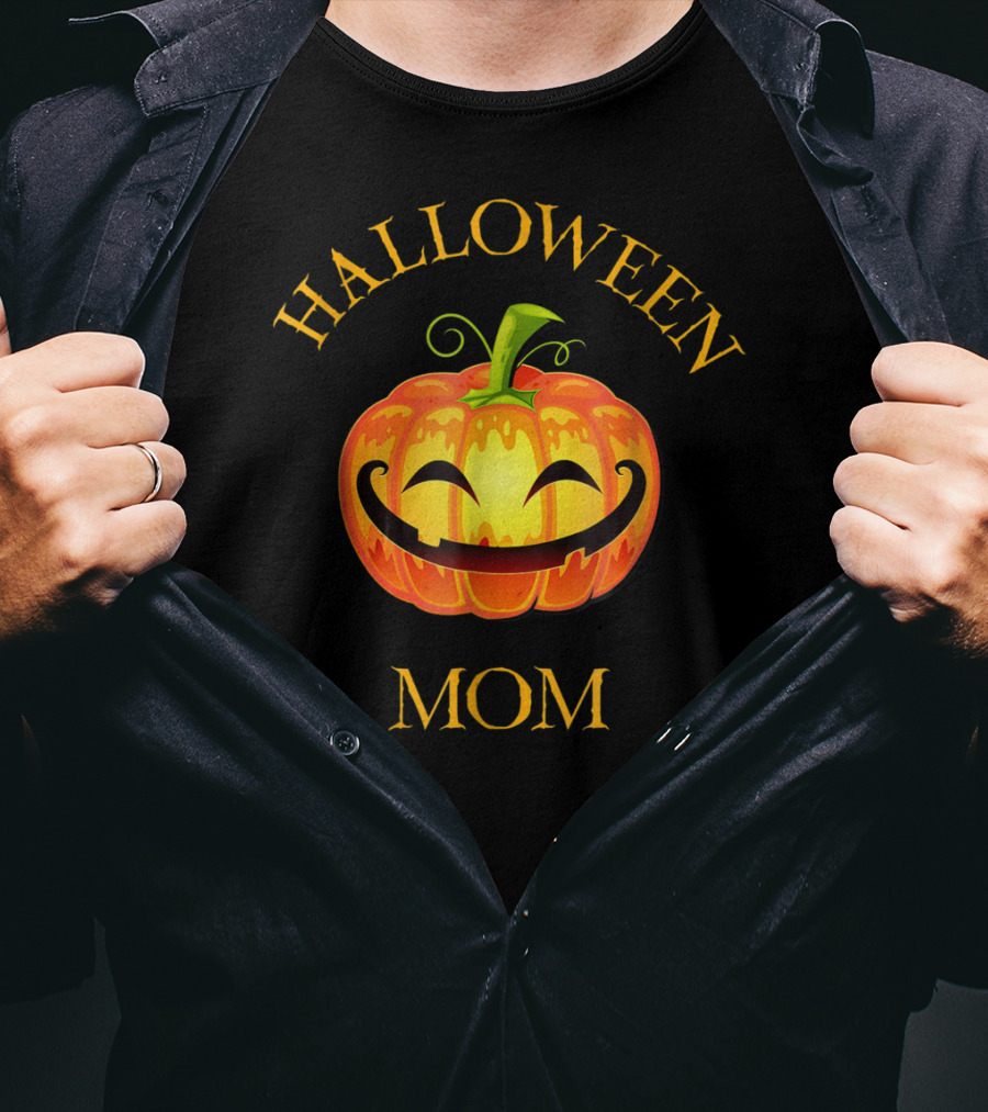 Halloween Mom Jack O Lantern Pumpkin Face T-Shirt