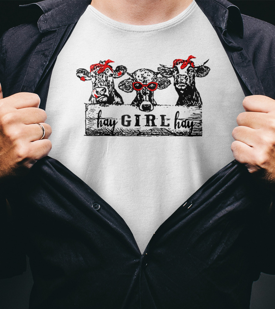 Hay Girl Hay Heifer Funny Heifer Bandana Glasses T-Shirt