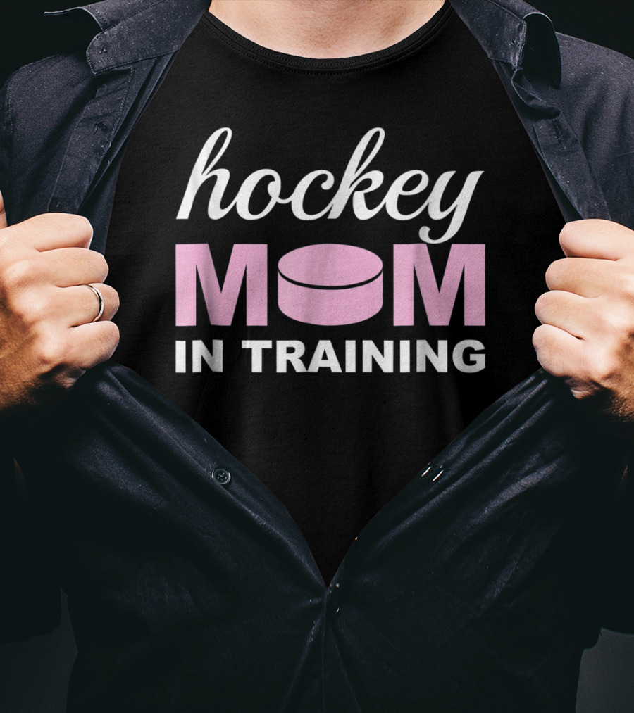 Hockey MOM In Training With Pink Puck T-Shirt