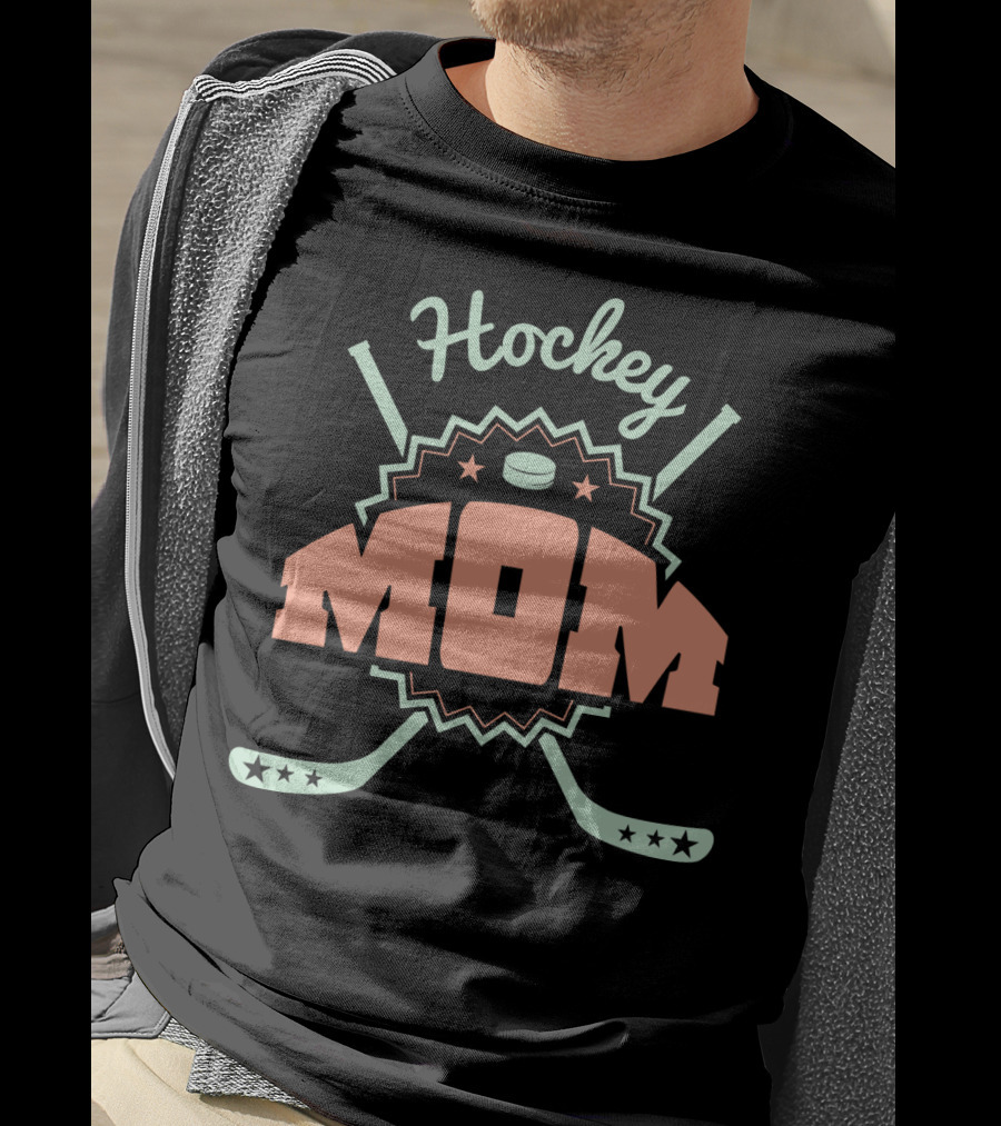 Hockey Mom Mother Parent Ice Skates Stars Puck T-Shirt