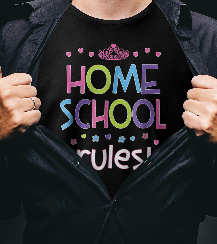 Home School Rules Cute Girl Mom Homeschool Kids T-Shirt