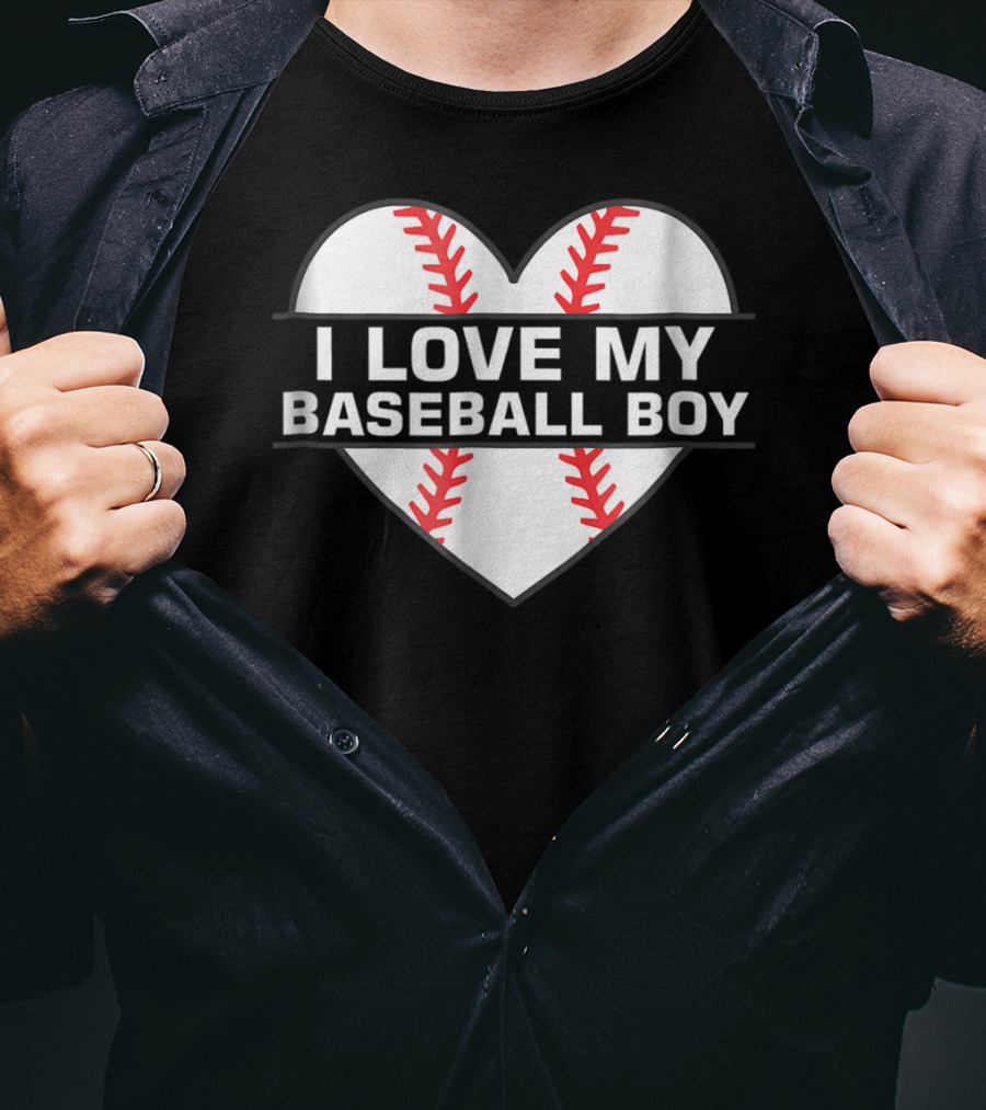 I Love My Baseball Boy Heart Design Women Cute 1 Fan Game6 T-Shirt