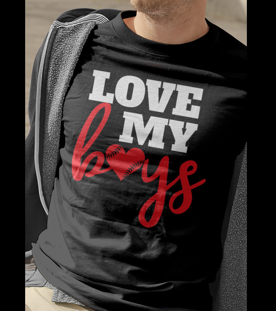 LOVE MY BOYS Baseball Heart T-Shirt