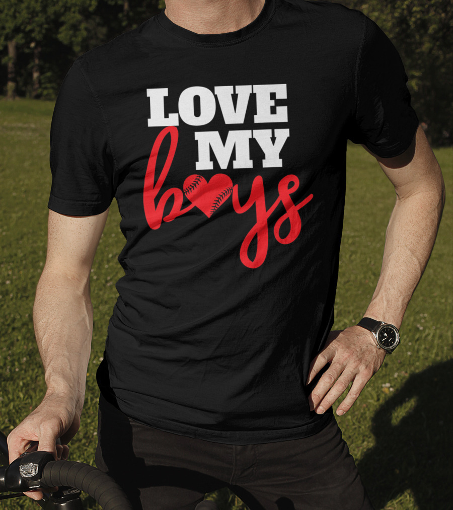 LOVE MY BOYS Baseball Heart T-Shirt