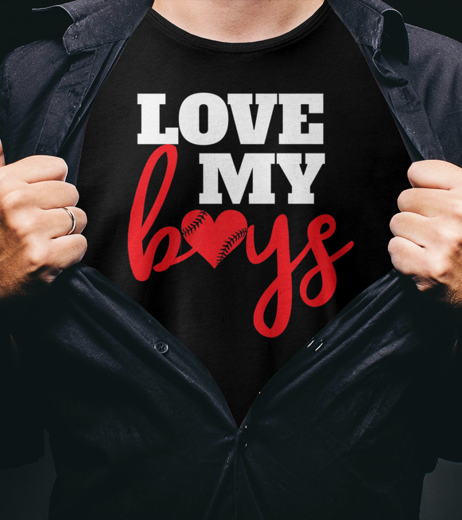 LOVE MY BOYS Baseball Heart T-Shirt