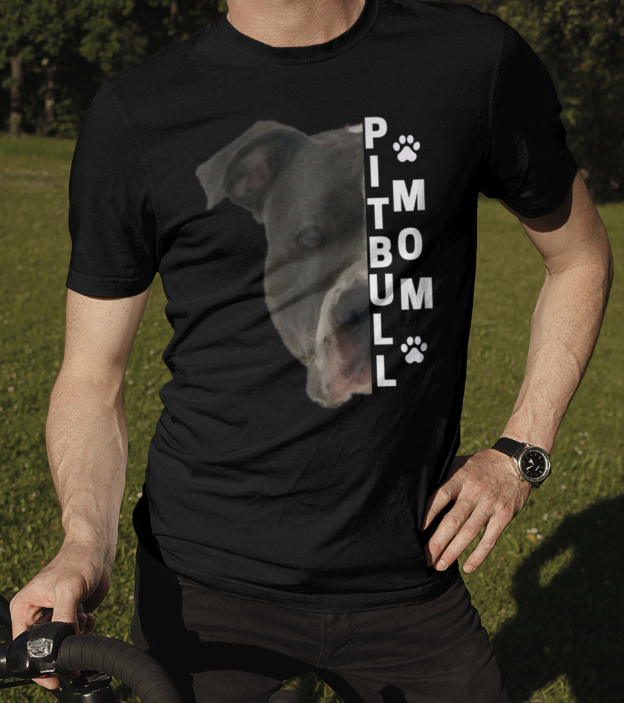 Pitbull Mom Pit Bull Lover Dog Momma Bully Breed Paw Prints T-Shirt