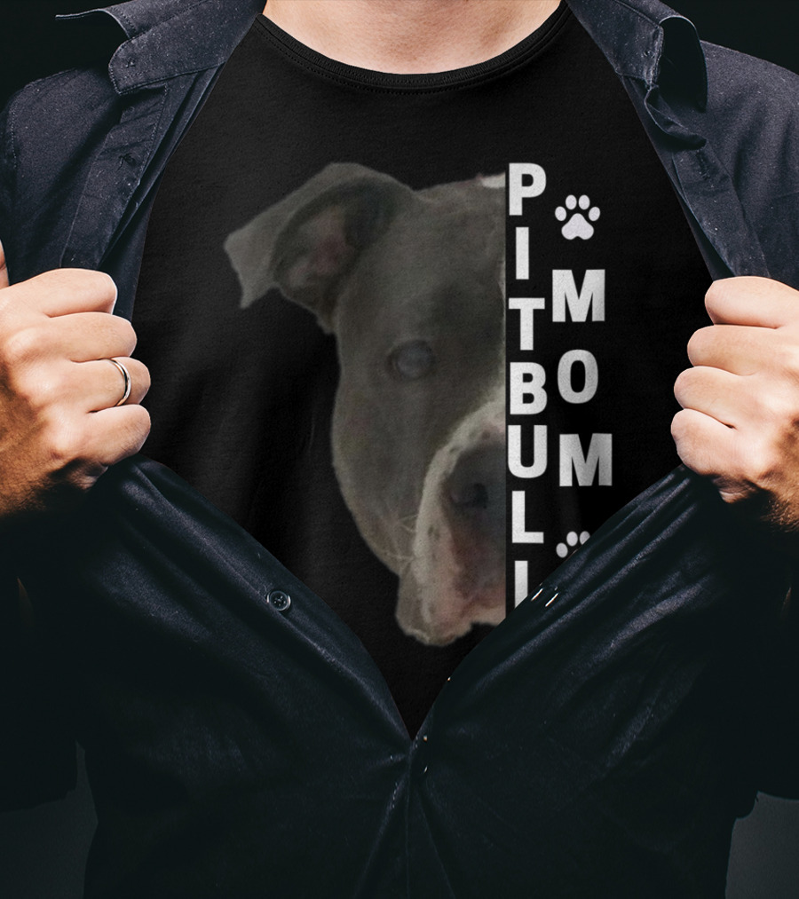 Pitbull Mom Pit Bull Lover Dog Momma Bully Breed Paw Prints T-Shirt