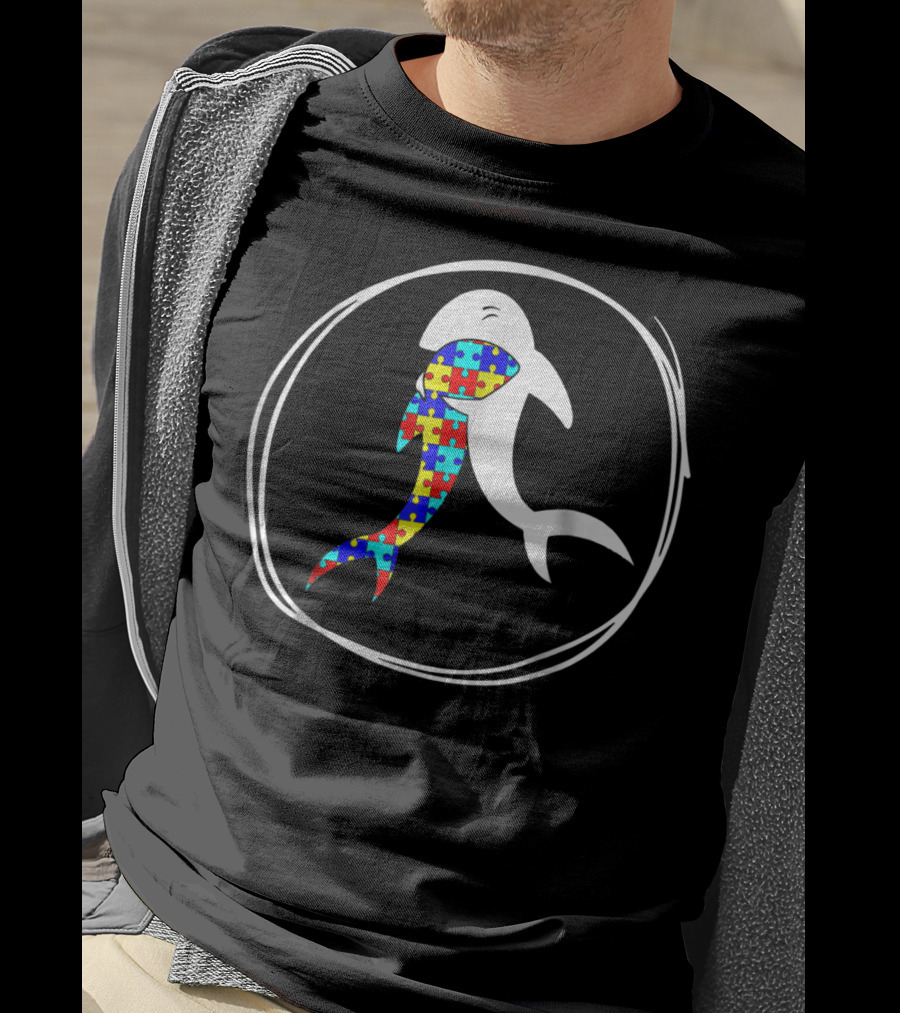 Shark Lover Autism Awareness Puzzle T-Shirt
