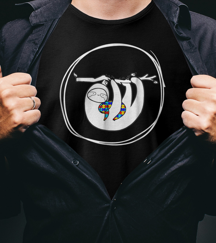 Sloth Autism Awareness Sloth Lover Puzzle T-Shirt